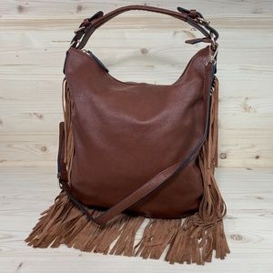 Crown Vintage Boho Fringe Large Shoulder Bag